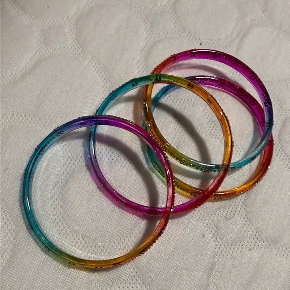 Colorful Crystal-Embedded Bangles Set - Picture 2 of 4